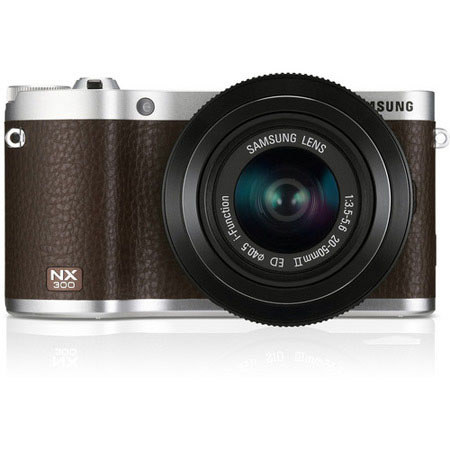 Samsung NX300 Mirrorless Digital Camera with 20-50mm F/3.5-5.6 ED II Lens, 20.3MP, 3.31" Touchscreen, HDMI D (Micro), USB 2.0, - Brown
