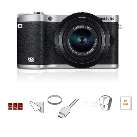 Samsung NX300 Mirrorless Dig.Camera,20-50mm F/3.5-5.6 EDII Lens,Bk/Slv, BUNDLE B