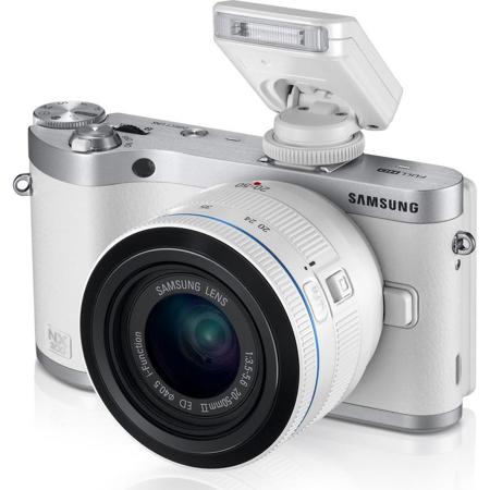 Samsung NX300 Mirrorless Digital Camera with 20-50mm Lens, White with Silver