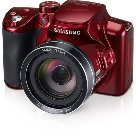 Samsung WB2100 Camera, Red, Bundle w/Camera Case, 16GB Card, Microfiber Cloth
