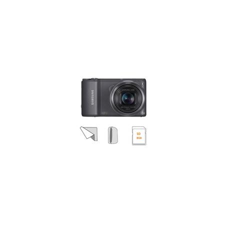 Samsung WB250F Camera, Gun Metal, Bundle w/Case, 8GB Card, Microfiber Cloth