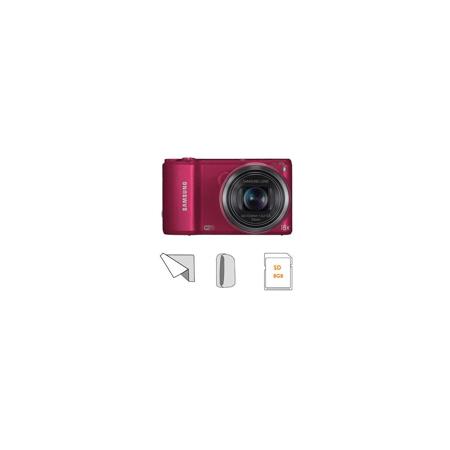 Samsung WB250F Camera, Red, Bundle w/Case, 8GB Card, Microfiber Cloth