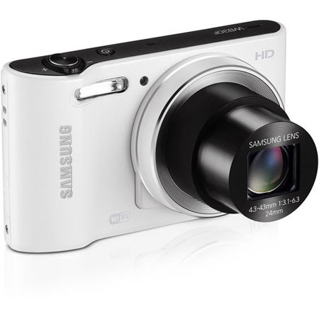 Samsung WB30F Smart Camera, White, Bundle w/Case, 8GB Card, Microfiber Cloth