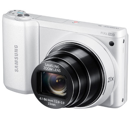 Samsung WB800F Camera, White, Bundle w/Case, 16GB Card, Microfiber Cloth