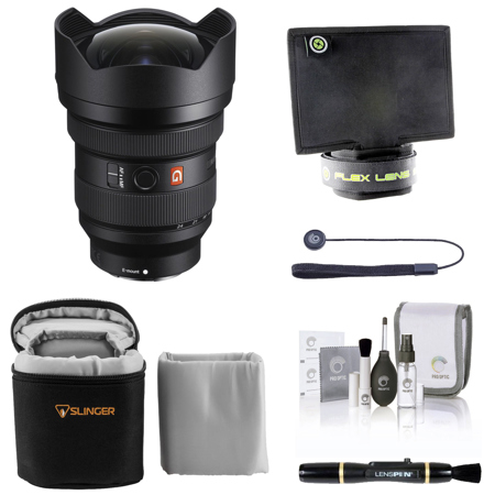 Sony FE 12-24mm f/2.8 GM Lens for Sony E, Bundle with Lens Shade, Lens Cleaner, Cleaning Kit, Lens Cap Tether