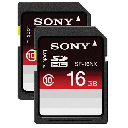 Sony SDHC 16GB Class 10 Memory Card with File Rescue Software, 22 Mbps - Pack of 2