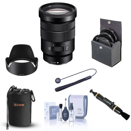 Sony E PZ 18-105mm f/4.0 G OSS Lens for Sony E, Bundle with ProOptic 72mm Filter Kit, Lens Pouch, Lens Cleaner, Cleaning Kit, Lens Cap Tether