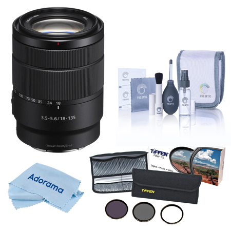 Sony E 18-135mm f/3.5-5.6 OSS Lens, Bundle with 55mm Essentials Filter Kit, Cleaning Kit and Cleaning Cloth
