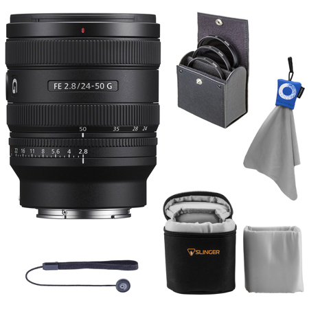 Sony FE 24-50mm f/2.8 G Lens with 67mm Filter Kit, Case, Lens Cap Tether, Cloth
