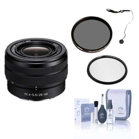 Sony FE 28-60mm f/4-5.6 Lens, w/Tiffen 40.5mm UV & CPL Filters, Lens Cap Tether