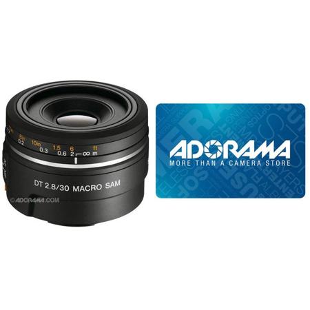 Sony 30mm f/2.8 DT AF Macro SM Lens f/Alpha A Cameras w/Adorama $25.00 Gift Card