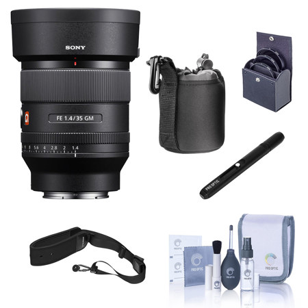 Sony FE 35mm f/1.4 GM Lens, Bundle with 67mm Filter Kit, Camera Sling Strap, Lens Case, Lens Cleaner and Cleaning Kit