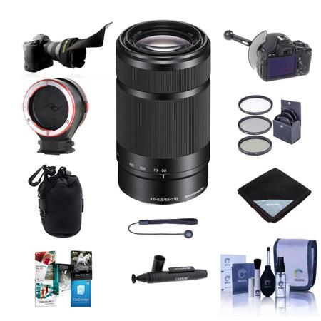 Sony E 55-210mm f/4.5-6.3 OSS Lens for Sony E, Black with Pro Accessories Kit