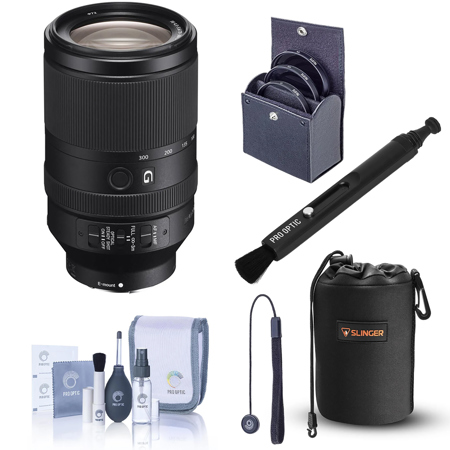Sony FE 70-300mm f/4.5-5.6 G OSS Lens, Bundle with 67mm Filter Kit, Lens Pouch, Lens Cleaner, Cleaning Kit and Lens Cap Tether
