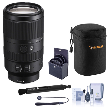 Sony E 70-350mm f/4.5-6.3 G OSS Lens, Bundle with 67mm Filter Kit, Soft Lens Case and Cleaning Kit