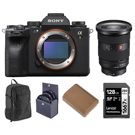 Sony Alpha 1 Mirrorless Camera, Bundle with FE 24-70mm f/2.8 GM II Lens, Alpine 200 Backpack, 128GB UHS-II SDXC Memory Card, Extra Battery, 82mm Filter Kit
