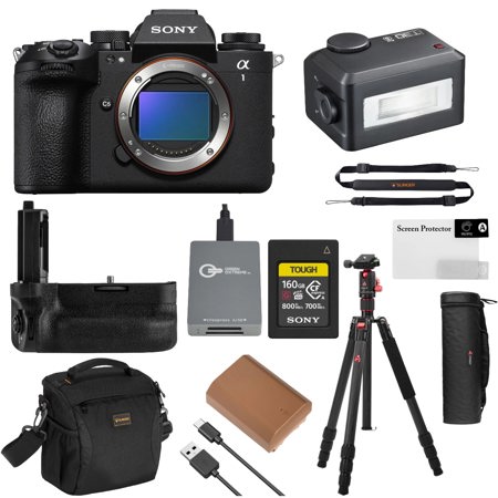 Sony a1 II Mirrorless Camera, Bundle, 160GB CFexpress Card, iT30Pro Flash, Battery Grip, Tripod/Monopod, Shoulder Bag, Screen Protector, Strap