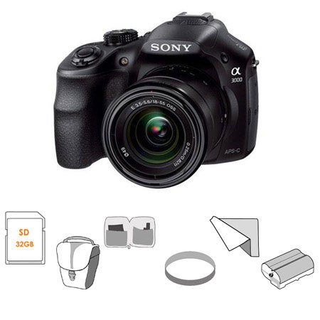 Sony Alpha A3000 Digital Camera with 18-55mm Lens & Premium Accessory Bundle