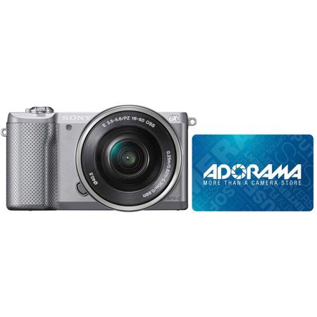 Sony Alpha a5000 Mirrorless Camera w/16-50mm E-Mt Lens Kit Silver W$25 Gift Card