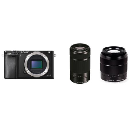 Sony Alpha A6000 Mirrorless Digital Camera w/18-55 & 55-210 OSS Lenses - Black