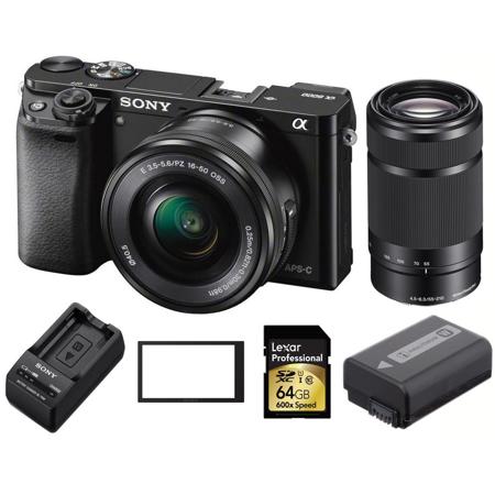 Sony Alpha A6000 Mirrorless Digital Camera w/16-50mm /55-210mm Lens +  Accessorie ILCE-6000L/B G2