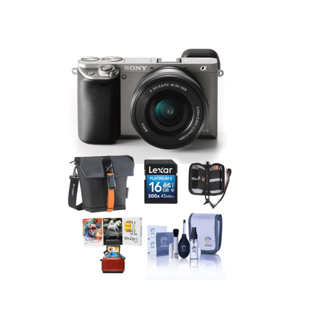 Sony Alpha A6000 Mirrorless Camera w/16-50mm Lens Kit Graphite W/Free Acc Bundle