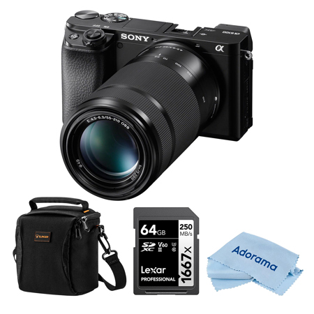 Sony Alpha a6100 Mirrorless Camera with 16-50mm & 55-210mm Lenses, Bundle with 64GB SDXC Memory Card and Shoulder Bag