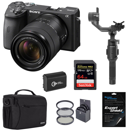 Sony Alpha a6600 Mirrorless Camera with 18-135mm Lens With Gimbal Bundle  ILCE6600M/B DJ