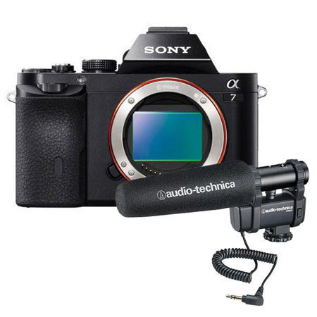 Sony Alpha a7 Mirrorless Digital Camera w/Audio-Technica AT8024 Stereo/Mono Mic