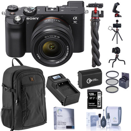 Sony Alpha a7C Mirrorless Camera w/28-60mm Lens, Black, Bundle w/Essentials Kit