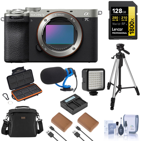Sony Alpha a7C II Mirrorless Camera, Silver, Bundle with Accessory Kit