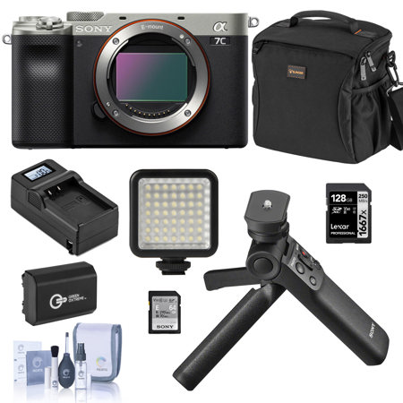 Sony Alpha 7C Mirrorless Camera, Silver - Vlogger Accessories Kit