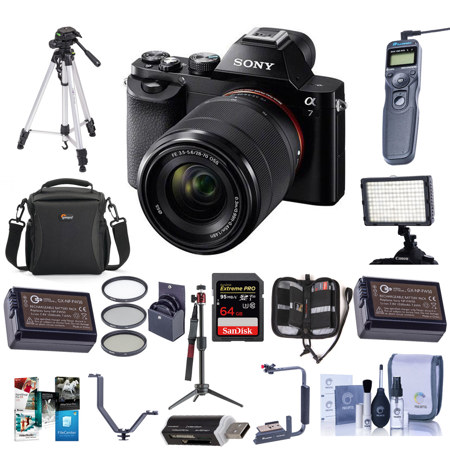 Sony Alpha a7 Mirrorless Digital Camera with Lens and Pro Accessory Bundle