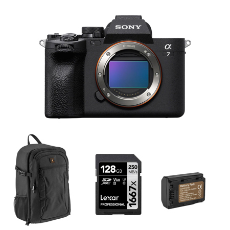 Sony Alpha a7 IV Mirrorless Camera, Bundle with 128GB SDXC Memory Card, Camera Backpack, Extra Battery