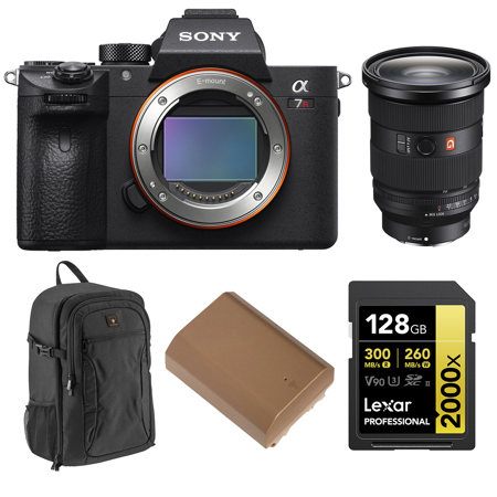 Sony Alpha a7R IV Mirrorless Camera (V2) with FE 24-70mm f/2.8 GM Lens, Bundle with Alpine 200 Backpack, 128GB Memory Card and NP-FZ100 Battery
