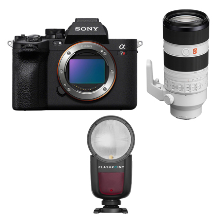 Sony Alpha a7R V Camera with FE 70-200mm f/2.8 GM OSS II G Lens, w/External Flash Kit