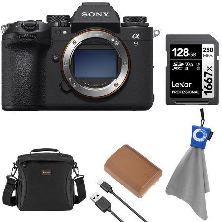 Sony Alpha a9 III Mirrorless Camera, Bundle with 128GB UHS-II SDXC Memory Card, NP-FZ100 Lithium-Ion Battery, Bag, Cleaning Cloth