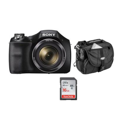 Sony Cyber-shot DSC-H300 Digital Camera, 20.1MP Black with Basic Bundle