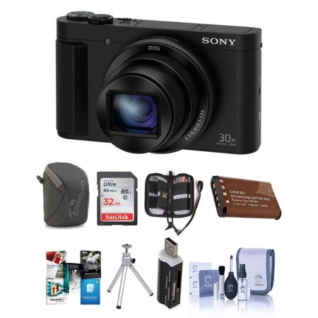 Sony DSC-HX80 Digital Camera, Black Bundle with 32GB SDHC Card, Camera  Case, Spare Battery, Cleaning Kit, Table Top Tripod, Memory Wallet, Card - Main Image