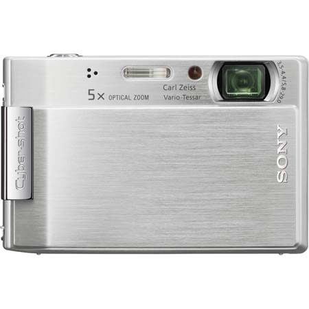Sony Cyber-Shot DSC-T100, Digital Point & Shoot Camera, 8.1 Megapixel, Carl Zeiss 5x Optical Zoom Lens, 2x Digital Zoom, 3" LCD Screen, Silver. With Sandisk Ultar II 60x Memory Stick PRO Duo Memory Card