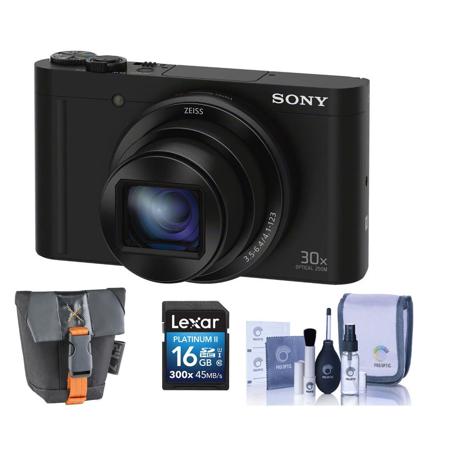 Sony Cyber-shot DSC-WX500 Digital Camera, Black, Bundle With  Camera Case, 16GB Class 10 SDHC Card, Cleaning Kit