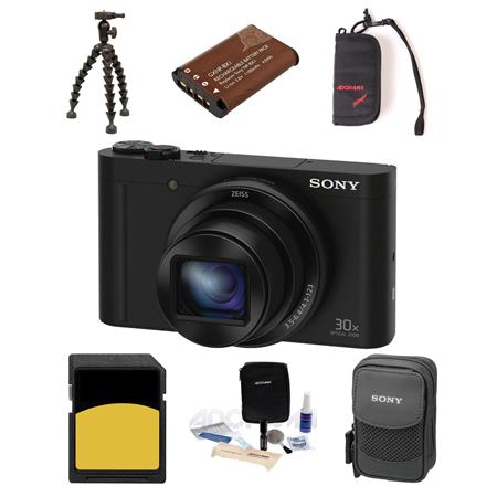 Sony Cyber-shot DSC-WX500 Digital Camera 18.2MP Black - Bundle With Camera  Case, 32GB Class 10 SDHC Card, Spare Battery, Cleaning Kit, Memory Wallet