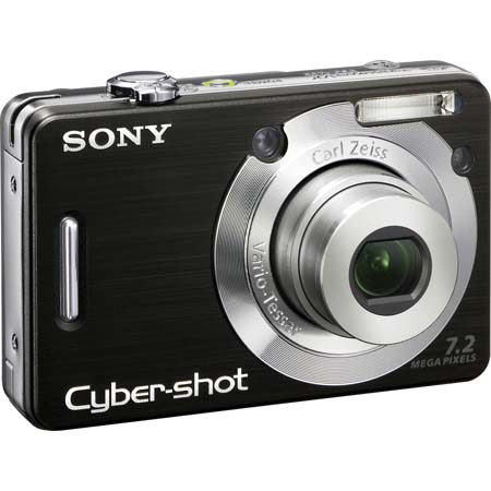 Sony Cyber-Shot DSC-W55 Point & Shoot Compact Digital Camera, 7.2 Megapixel, Carl Zeiss Vario-Tessar Lens, 3x Optical, 2x Digital Zoom, 2.5" LCD Screen - Black