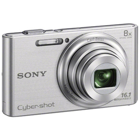 Sony Cyber-shot DSC-W730 Camera, Silver, Bundle with 8GB SDHC Card, Camera Case