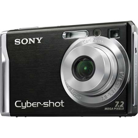 Sony Cyber-Shot DSC-W80 Point & Shoot Compact Digital Camera, 7.2 Megapixel, Carl Zeiss Vario-Tessar Lens, 3x Optical, 2x Digital Zoom, 2.5" LCD Screen - Black