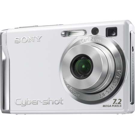 Sony Cyber-Shot DSC-W80 Point & Shoot Compact Digital Camera, 7.2 Megapixel, Carl Zeiss Vario-Tessar Lens, 3x Optical, 2x Digital Zoom, 2.5" LCD Screen - White