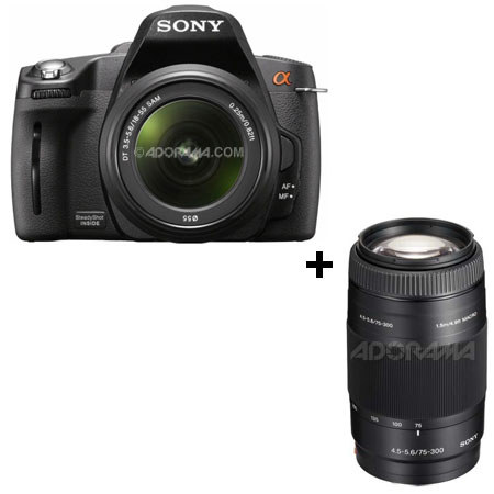Sony Alpha DSLR A390 Camera w/Sony 18mm-55mm & 75mm-300 Lenses