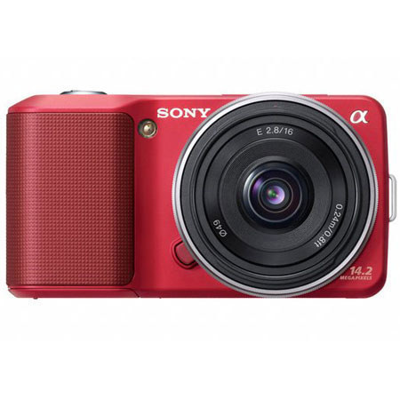 Sony Alpha NEX-3 14.2MP Compact Interchangeable Lens, Red