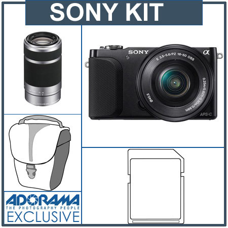 Sony Alpha NEX-3NL Camera w/16-50mm Lens, Black, Bundle w/55-210mm Lens & MORE