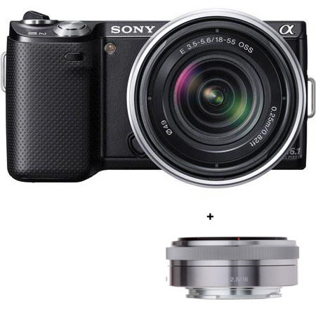 Sony Alpha NEX-5N Camera with Sony 18-55 & 16mm F/2.8 Lens